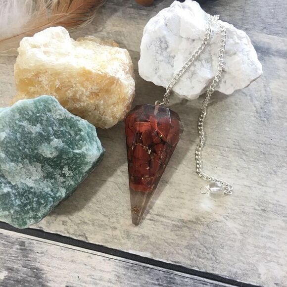Orgone Carnelian gemstone pendulum - Picture 1 of 4